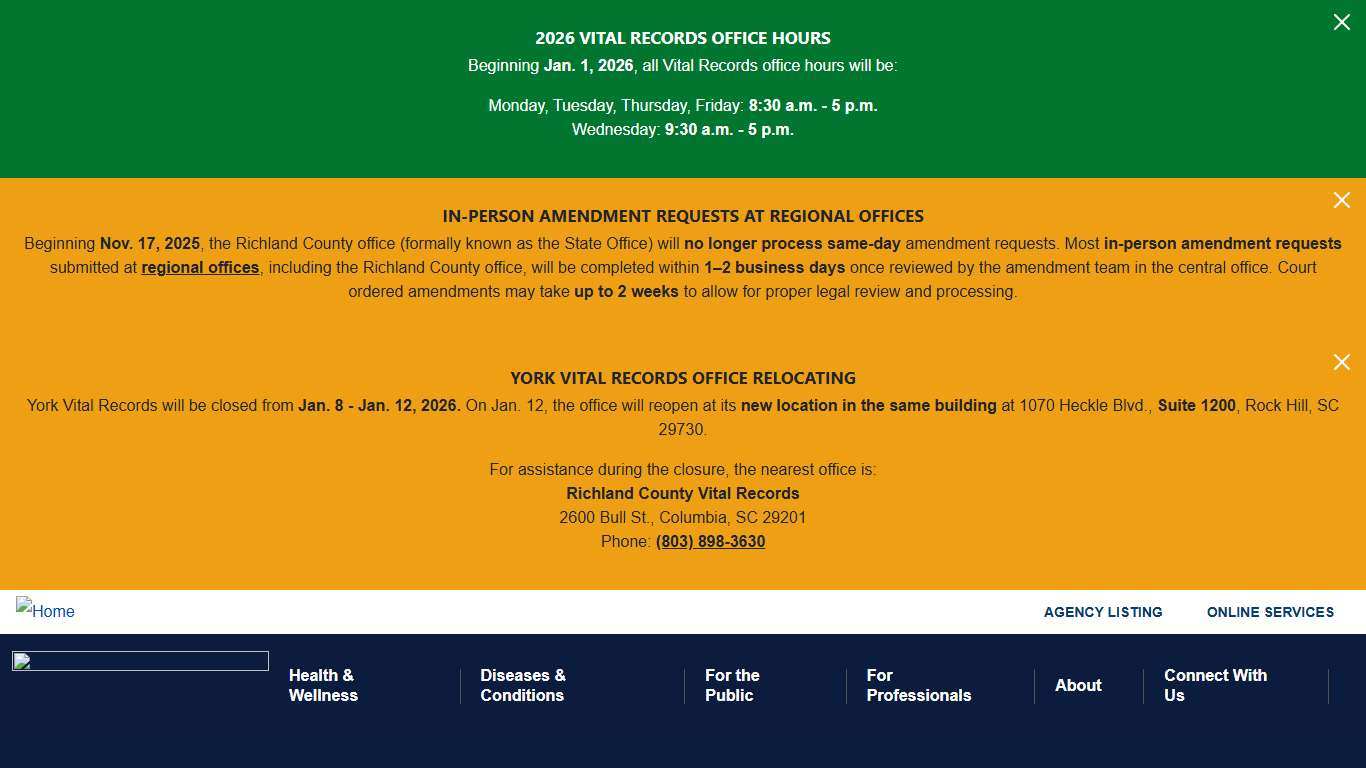 About Vital Records | South Carolina Department of Public Health